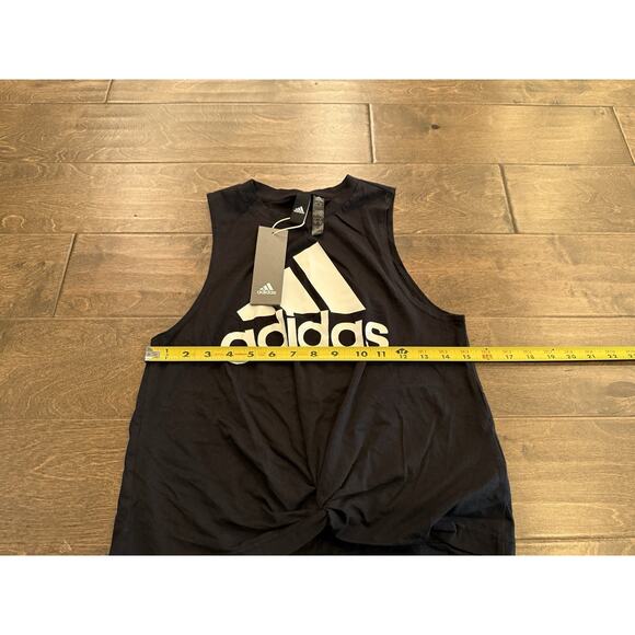 Adidas Tank Top Womens Black Sleeveless Tie Knot Front Crew Neck Size XS NWT - Picture 7 of 7